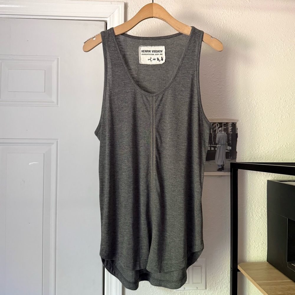 HENRIK VIBSKOV heather‎ grey soft tencel rayon scoop neck tank top